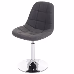 Chaise de salle à manger pivotante design retro en tissu gris clair pieds chrome