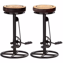 Ces tabourets de bar en cuir véritable, doux et confortable, ont un design unique avec des pédales de vélo comme repose-pied. ...