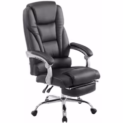 Fauteuil de bureau ergonomique avec repose-pieds extensible et accoudoirs Coutures marquantes Couleur: noir Hauteur réglable  ...