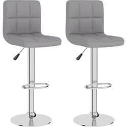 Lot de 2 tabourets de bar chaises hautes avec dossier en tissu gris clair et acier DEC029684