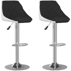 Lot de 2 tabourets de bar chaises hautes design moderne en pvc noir et blanc DEC029800