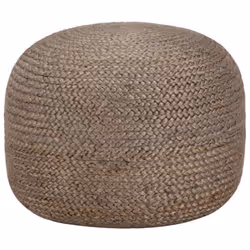 Pouf tabouret repose pied - Décoratif - Fait à la main - Jute tressé - Confortable - Gris clair 45x30cm