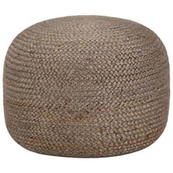 Pouf tabouret repose pied - Décoratif - Fait à la main - Jute tressé - Confortable - Gris clair 45x30cm