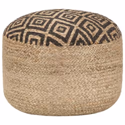 Pouf tabouret repose pied - DEC030009 - Jute noir - 45 x 30 cm - Fait main - Confortable