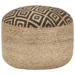 Pouf tabouret repose pied - DEC030009 - Jute noir - 45 x 30 cm - Fait main - Confortable