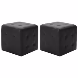 Lot de 2 poufs tabourets repose pieds captionne 30 x 30 x 30 cm en PVC noir DEC030041
