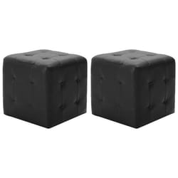 Lot de 2 poufs tabourets repose pieds captionne 30 x 30 x 30 cm en PVC noir DEC030041