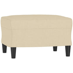 Décoshop26 - Repose-pieds tabouret bout de lit 60 x 50 x 41 cm en tissu crème DEC030143