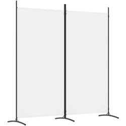 Décoshop26 - Paravent séparateur de pièce cloison 2 panneaux 175 x 180 cm en tissu blanc et fer DEC030709