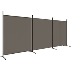 Décoshop26 - séparateur de pièce cloison 3 panneaux 525 x 180 cm tissu anthracite et fer DEC030726