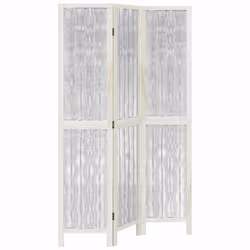 Paravent séparateur de pièce - Décoratif - Bois de paulownia - 3 panneaux - Intérieur - Blanc