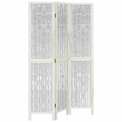 Paravent séparateur de pièce - Décoratif - Bois de paulownia - 3 panneaux - Intérieur - Blanc