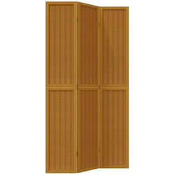 Décoshop26 - Paravent séparateur de pièce cloison 3 panneaux en bois paulownia et bambou marron DEC030784