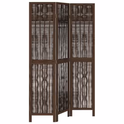 Paravent séparateur de pièce - Décoratif - Bois de paulownia - 3 panneaux - Marron foncé - Intérieur