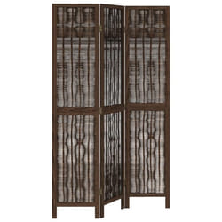 Paravent séparateur de pièce - Décoratif - Bois de paulownia - 3 panneaux - Marron foncé - Intérieur