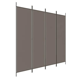 Paravent séparateur de pièce - DEC - 4 panneaux - 200 x 220 cm - Tissu anthracite - Fer