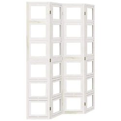 Paravent séparateur de pièce - DEC030857 - Bois de paulownia blanc - 4 panneaux - Design élégant - Intérieur
