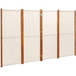 Décoshop26 - Paravent séparateur de pièce cloison 4 panneaux 280 x 180 cm textilène crème et bois DEC030858