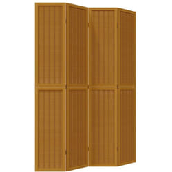 Décoshop26 - Paravent séparateur de pièce cloison 4 panneaux en bois paulownia marron DEC030881