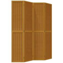 Décoshop26 - Paravent séparateur de pièce cloison 4 panneaux en bois paulownia et bambou marron DEC030887