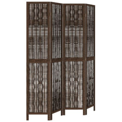 Décoshop26 - Paravent séparateur de pièce cloison 4 panneaux en bois de paulownia et brindille de saule marron DEC030893