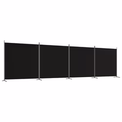 Cloison de séparation - DEC - 4 panneaux - Tissu noir - Fer - 698 x 180 cm