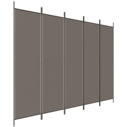 Paravent séparateur de pièce cloison 5 panneaux 250 x 220 cm tissu et fer anthracite DEC030932