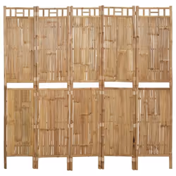 Paravent séparateur de pièce - DEC030935 - 5 panneaux - 200 x 180 cm - Bambou marron - Design contemporain