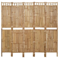 Paravent séparateur de pièce - DEC030935 - 5 panneaux - 200 x 180 cm - Bambou marron - Design contemporain