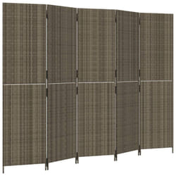 Décoshop26 - Paravent séparateur de pièce cloison 5 panneaux en résine tressée gris et acier DEC030975
