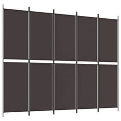 Paravent séparateur de pièce - DEC030982 - 5 panneaux - 250 x 200 cm - Tissu marron - Fer