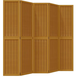 Décoshop26 - Paravent séparateur de pièce cloison 5 panneaux en bois paulownia marron DEC030986