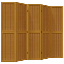 Décoshop26 - Paravent séparateur de pièce cloison 5 panneaux en bois paulownia marron DEC030988