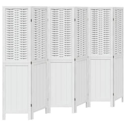 Paravent séparateur de pièce - Décoratif - Bois de paulownia et bambou - 6 panneaux - Intérieur - Blanc