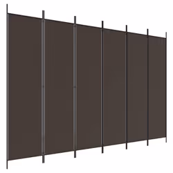 Paravent séparateur de pièce - DEC031087 - 6 panneaux - 300 x 200 cm - Tissu marron - Fer durable