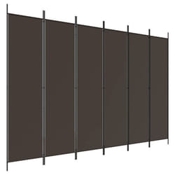 Paravent séparateur de pièce - DEC031087 - 6 panneaux - 300 x 200 cm - Tissu marron - Fer durable