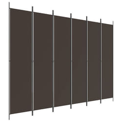 Paravent séparateur de pièce - DEC031088 - 6 panneaux - 300 x 220 cm - Tissu marron - Fer