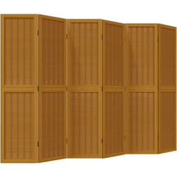 Décoshop26 - Paravent séparateur de pièce cloison 6 panneaux en bois paulownia et bambou marron DEC031095