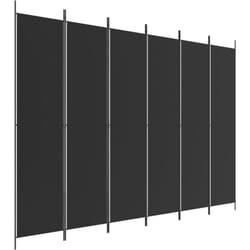 Paravent séparateur de pièce cloison 6 panneaux 300 x 220 cm tissu noir et fer DEC031119