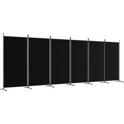 Décoshop26 - Séparateur de pièce cloison 6 panneaux 520 x 180 cm tissu noir et fer DEC031121