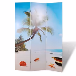 Paravent séparateur de pièce - DEC031167 - 120 x 170 cm - Bois de sapin - Design plage - Pliable