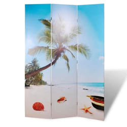 Paravent séparateur de pièce - DEC031167 - 120 x 170 cm - Bois de sapin - Design plage - Pliable