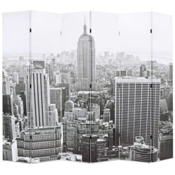 Décoshop26 - Paravent séparateur de pièce cloison pliable 228 x 170 cm motif new york noir et blanc DEC031174