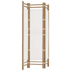 Paravent - DEC031188 - 3 Panneaux - Bambou - Toile Crème - 120 cm