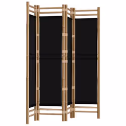 Paravent - DEC031190 - 4 Panneaux - Bambou et Toile Noir - 160 cm - Intérieur