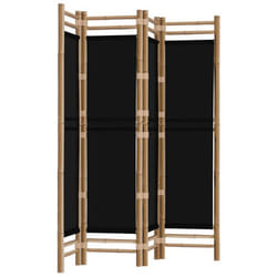 Paravent - DEC031190 - 4 Panneaux - Bambou et Toile Noir - 160 cm - Intérieur
