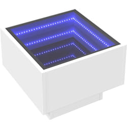 Table d'appoint table basse de salon avec led 40 x 40 x 30 cm bois d'ingénierie blanc DEC031288