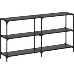 Décoshop26 - Table d'appoint console d'entrée meuble de salon avec étagères 158,5 x 30 x 81 cm acier noir et verre noirDEC031338