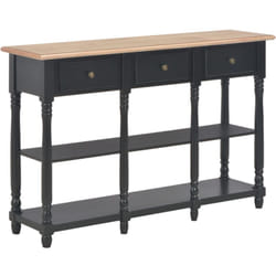 Table console d'entrée fonctionnel et stylé avec étagères et tiroirs 110 x 30 x 76 cm bois d'ingénierie noir DEC031361