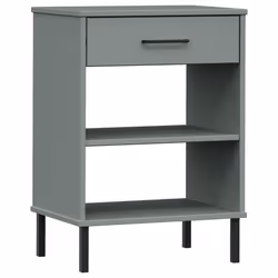 Meuble dappoint - DEC031371 - Armoire console - Bois de pin massif - Pieds en métal - Gris
